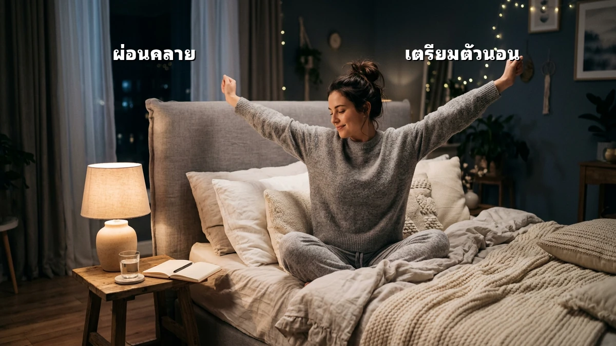 รูทีน 5 นาทีก่อนนอนลดเครียดสำหรับวันยุ่ง